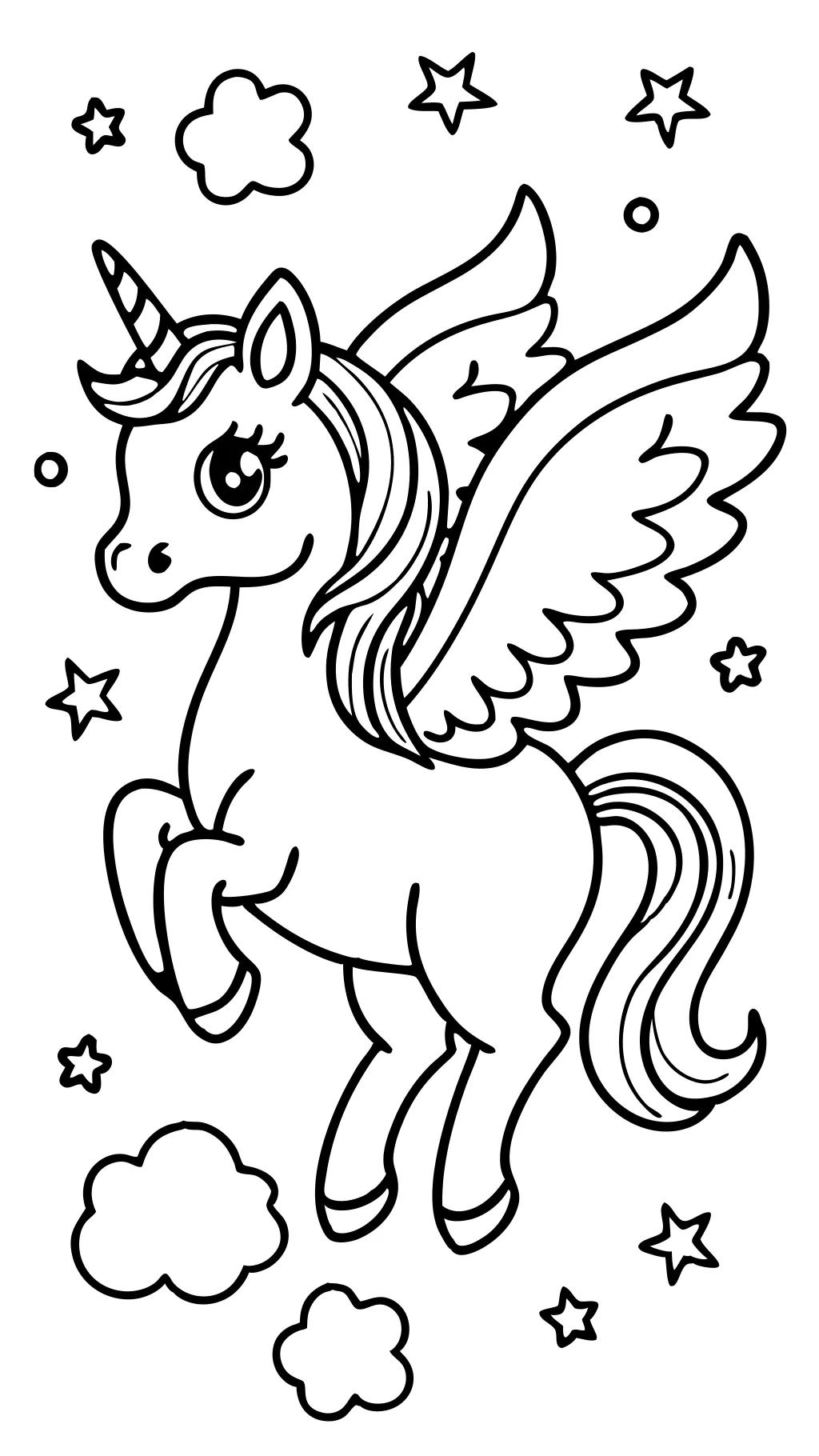 Páginas para colorear de unicornios con alas